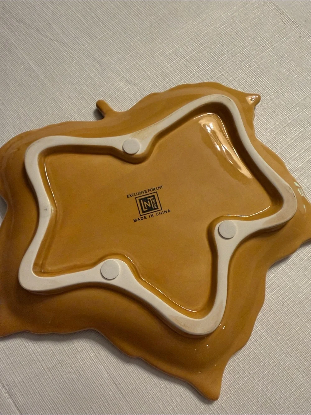 Leaf-Shaped Ceramic Serving Dishes - Gold & Olive Green